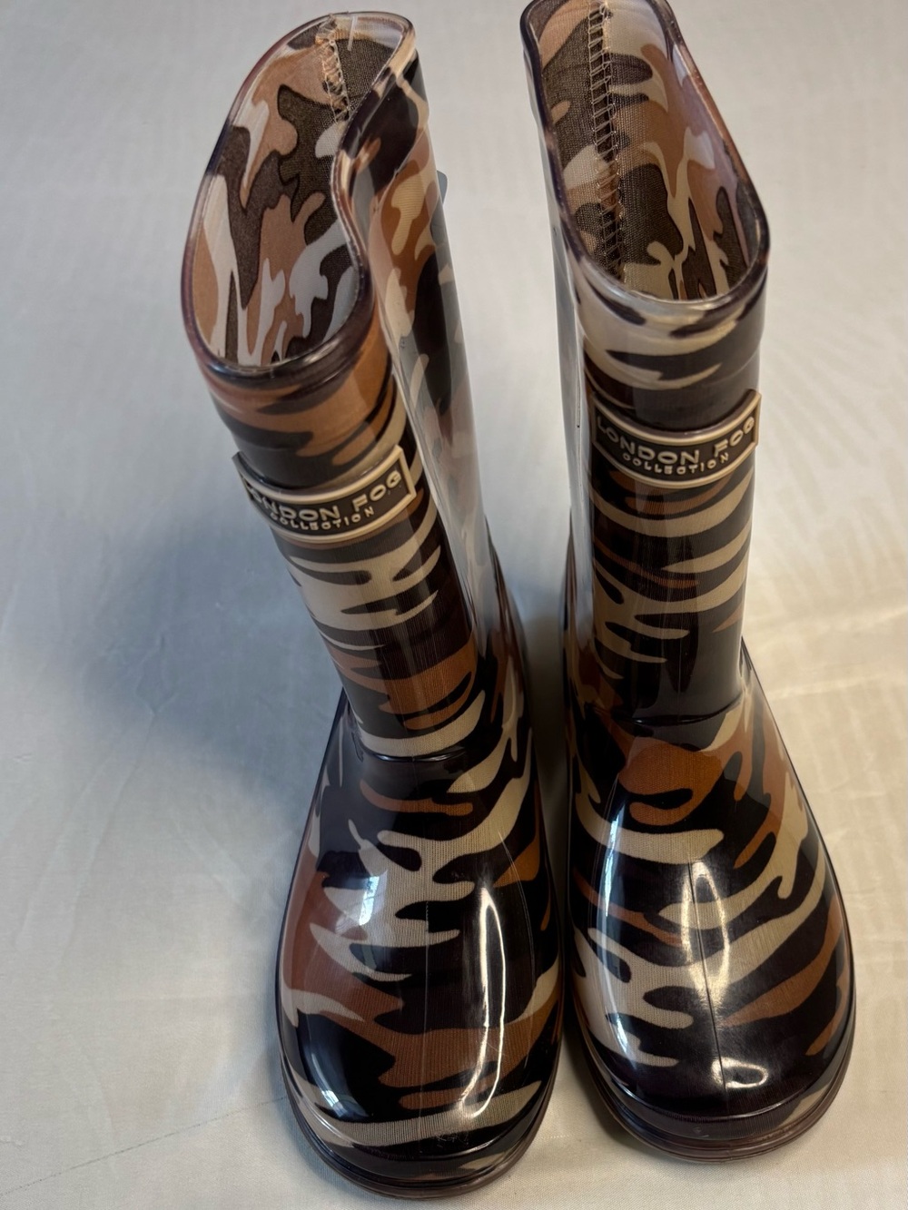 London Fog Kids Rain Boots Brown Camo Waterproof Size 1